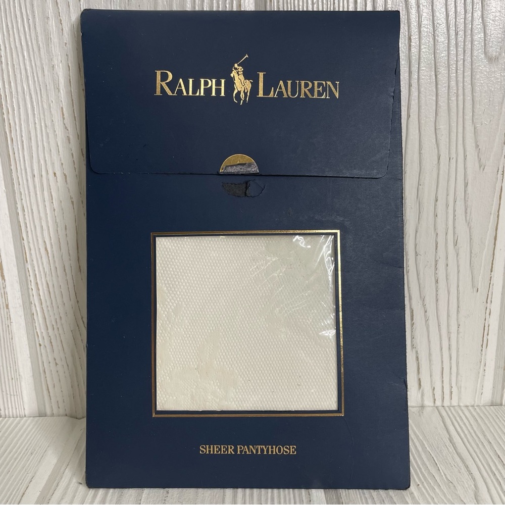 New Vintage Ralph Lauren Sheer Pantyhose Off White Floral One Size O/S NOS